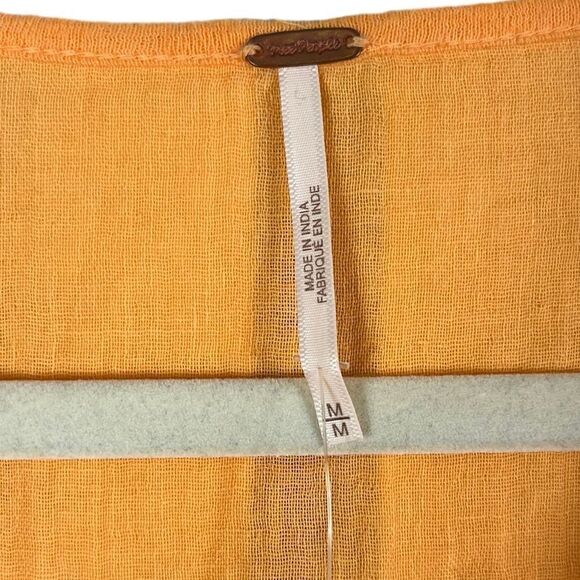 Free People Women’s Market Embroidered V-Neck Top Orange, Size M, NWT - Picture 9 of 13